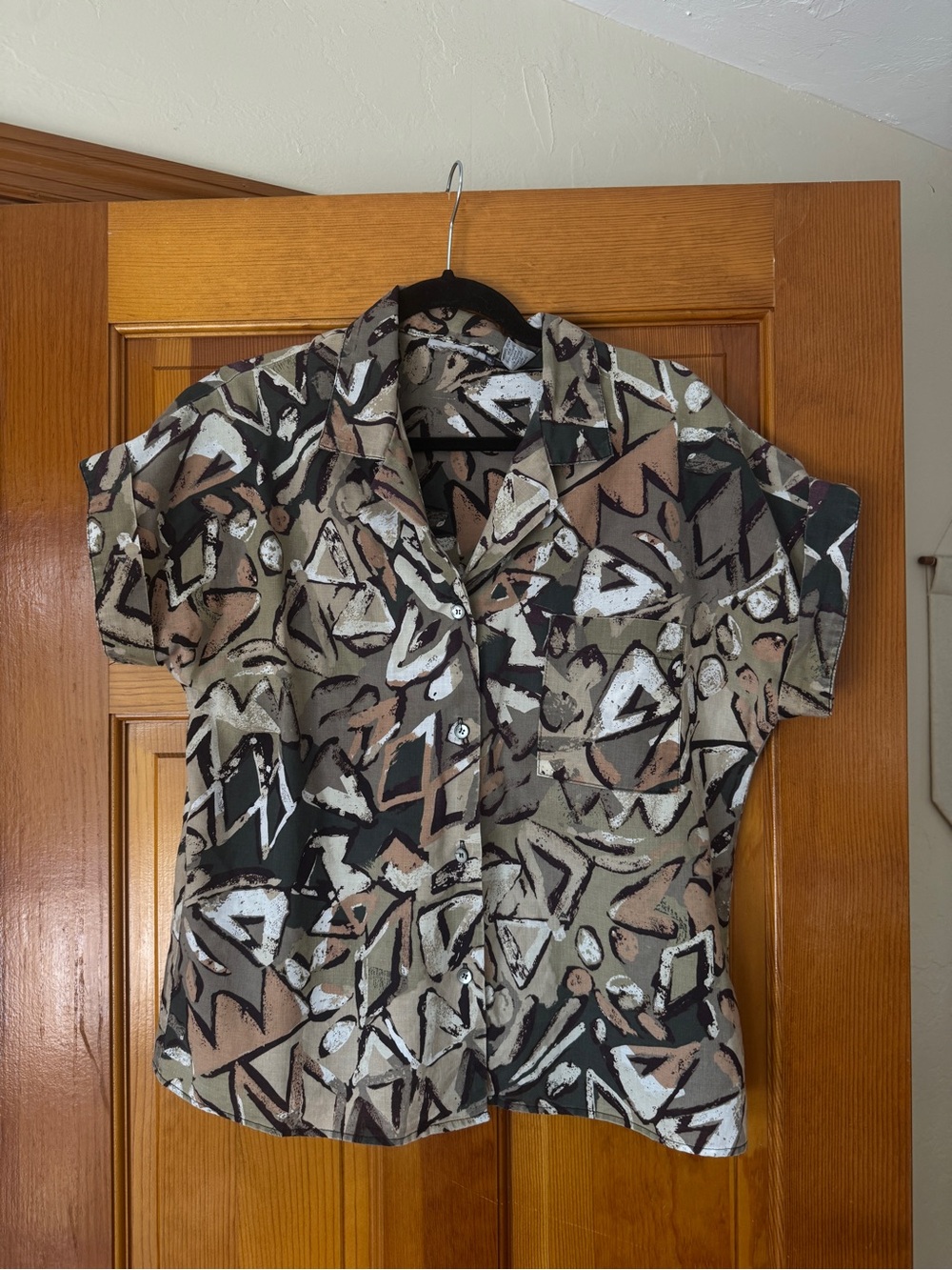 Vintage Abstract Print shirt with rolled sleeves